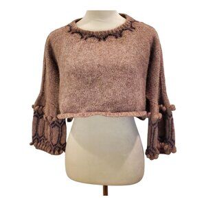 HANDMADE Knit "One of a Kind" Unique Oversized Cropped Shrug Wool Mauve Sweater